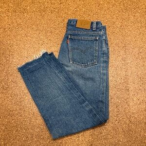 Vintage Levi's Medium Blue Straight Jeans with Raw Hem